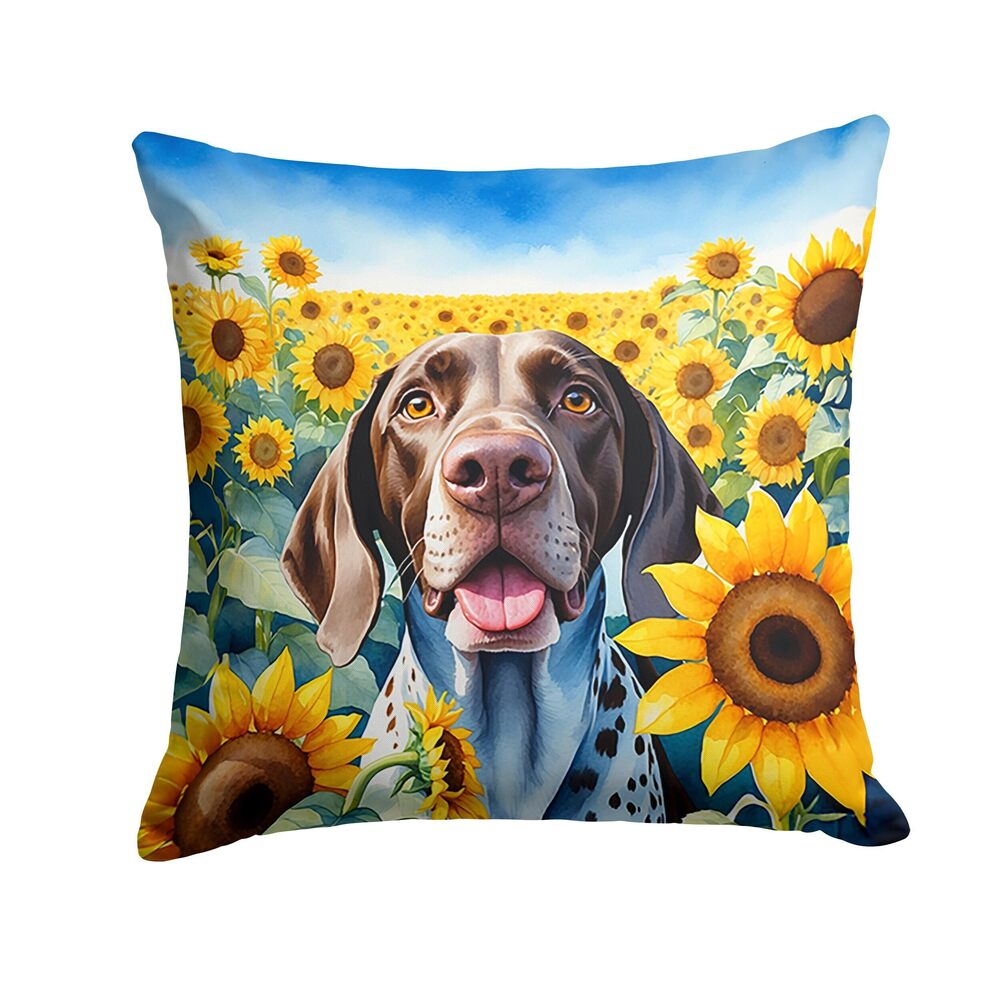 5575 in Sunflowers Throw Pillow, 18Hx18W, German Shorthaired Pointer 6085